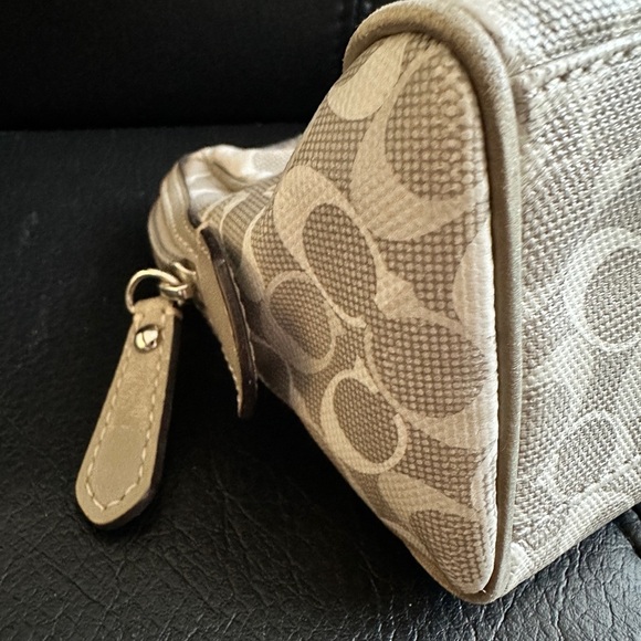 Coach Heritage Stripe Signature “C” Makeup Travel Cosmetic Pouch Bag‎ Grey - Picture 9 of 9